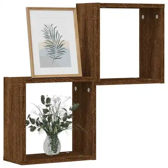 Półki ścienne Cube 2 szt. Brązowy dąb 30x15x30 cm Lumarko! - Hurtownia wielobranżowa Lumarko Wyjątkowa oferta
